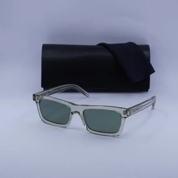 Saint Laurent SL461 BETTY 015 Rectangle Sunglasses - Transparent Green/Green - Picture 4 of 12